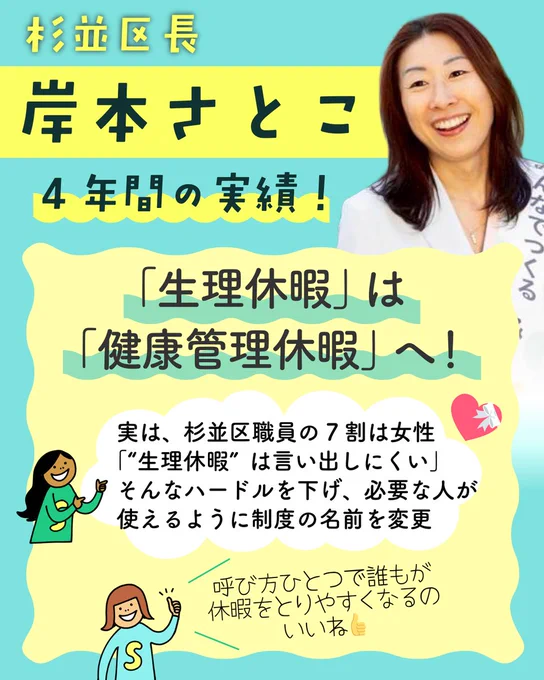 岸本さとこ 4年間の実績バナー⑪「健康管理休暇」