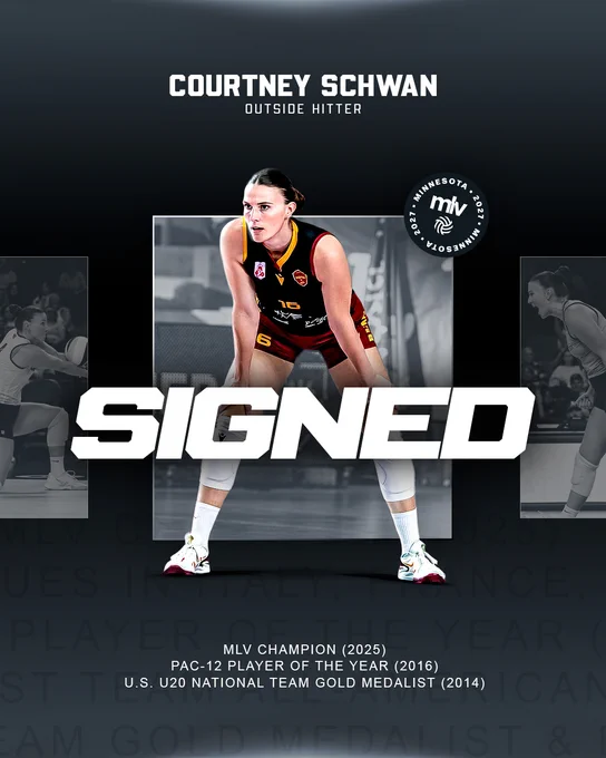 Outside hitter Courtney Schwan signed to MLV Minnesota.