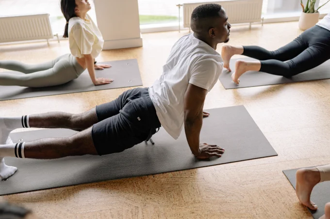 Man in a yoga class 