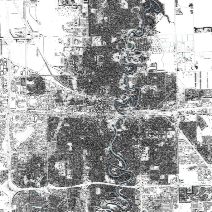Resized shaded map of Fargo, North Dakota, US.