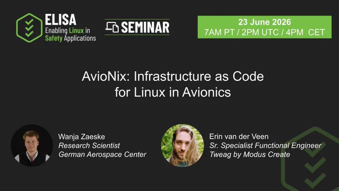 ELISA Seminar – AvioNix: Infrastructure as Code for Linux in Avionics