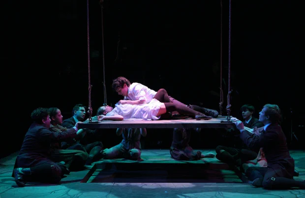 Lea Michele and Jonathan Groff (center) starred in the original Broadway production of Spring Awakening 