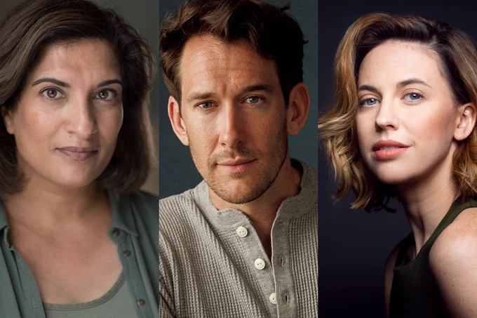 A photo showing three performers' headshots - adopting neutral facial expressions 
