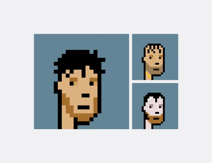 Grid of 0xd267…a345's 3 CryptoPunks, with 1 newly acquired punk enlarged.
