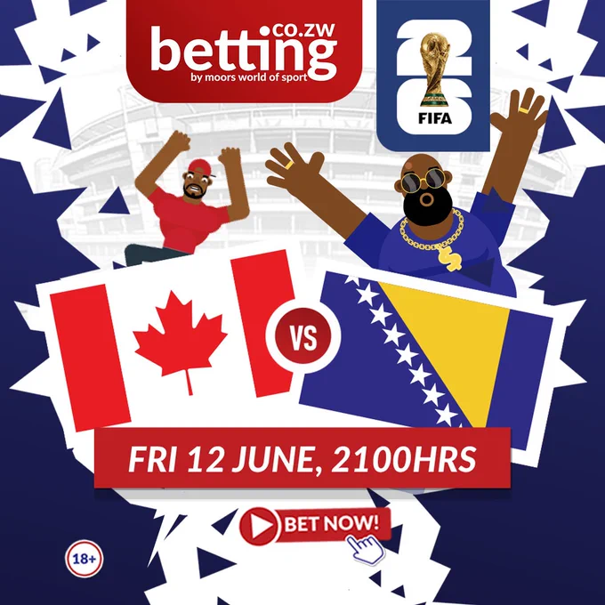 Promotional image for a soccer match between Canada and Bosnia on June 12. Features animated characters celebrating.