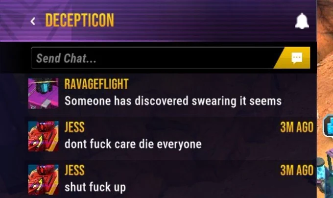 someone has discovered swearing it seems   dont fuck care die everyone  shut fuck up
