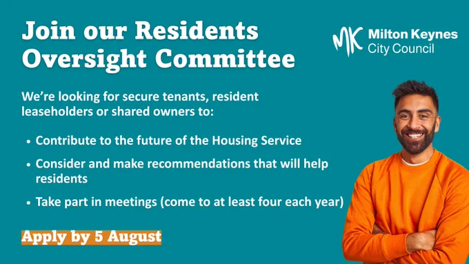 Join our Residents Oversight Committee

We're looking for secure tenants, resident leaseholders or shared owners to:

Contribute to the future of the Housing Service

Consider and make recommendations that will help residents

Take part in meetings (come to at least four each year)

Apply by 5 August