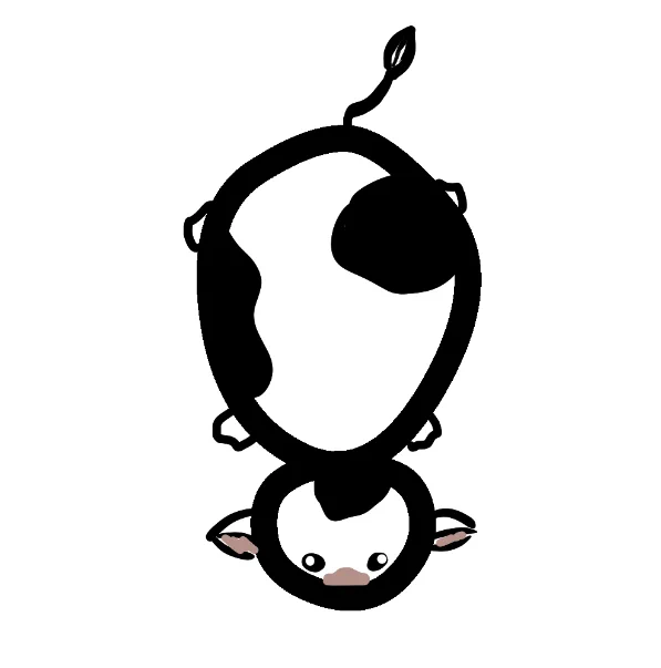 very poorly drawn cow from top down