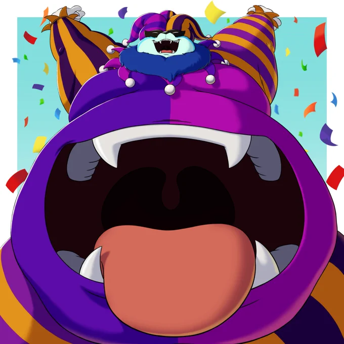 It's the start of the weekend and a feast of fools for the King of Fools!

Thus a new collection featuring my belly maw Leo is now on my patreon! Seeing previews of his upcoming animatic, concept art achieves in a more easy spot to find them. Such the the Lamb's official name being OOF I said to much!