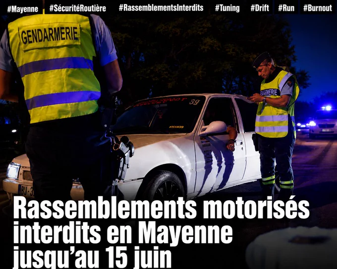 Rassemblements motorisés interdits en Mayenne jusqu'au 15 juin.