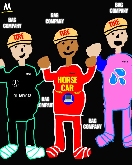 A drawing of Kimi Antonelli, Lewis Hamilton and Pierre Gasly after their podium finishes in Monaco. Gasly and Alpine won their appeal, putting him on the podium over Isack Hadjar.