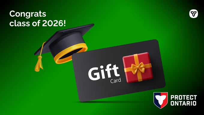 Image of a gift card with a graduation cap. 

Copy : Congrats class of 2026!
