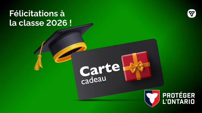 Copy: Félicitations à la classe 2026 !
Alt-text: 
Image d’une carte-cadeau avec un mortier
