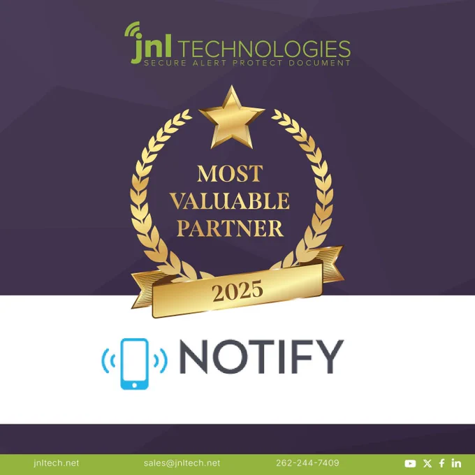 JNL Technologies awards Notify with the Most Valuable Partner award of 2025.