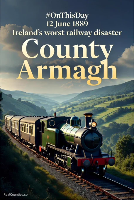 COUNTY ARMAGH: Ireland's worst train disaster on this day 1889 - infographic from RealCounties.com