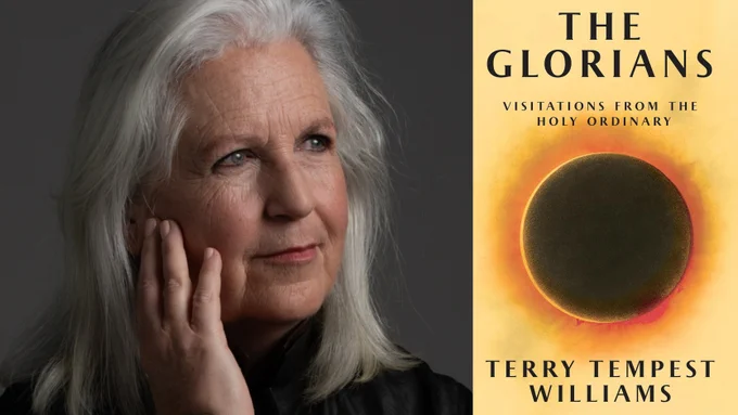 Terry Tempest Williams and the book cover of The Glorians 