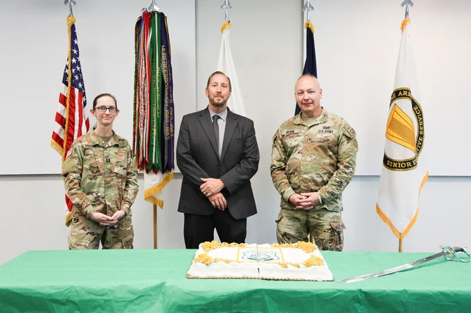 Army CID celebrated the Army's 251 years of service with a traditional cake cutting ceremony.

In keeping with a long-standing custom, our youngest present, CPT Savanna Jo Aversa, Army CID Director L. Scott Moreland, and oldest Soldier, CW5 Paul Arthur cut the cake using a ceremonial military saber. This tradition proudly represents the passing of history, knowledge, and experience from the senior generation to the newest generation of Soldiers.