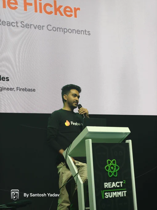 Rosario at React summit talking about firebase 