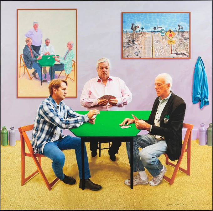David Hockney (British, born 1937), A Bigger Card Players. Photographic drawing printed on paper, mounted on Dibond®, 2015. 72 x 69 3/4 in. (182.9 x 177.2 cm). Museum Purchase, by exchange, 2015.47