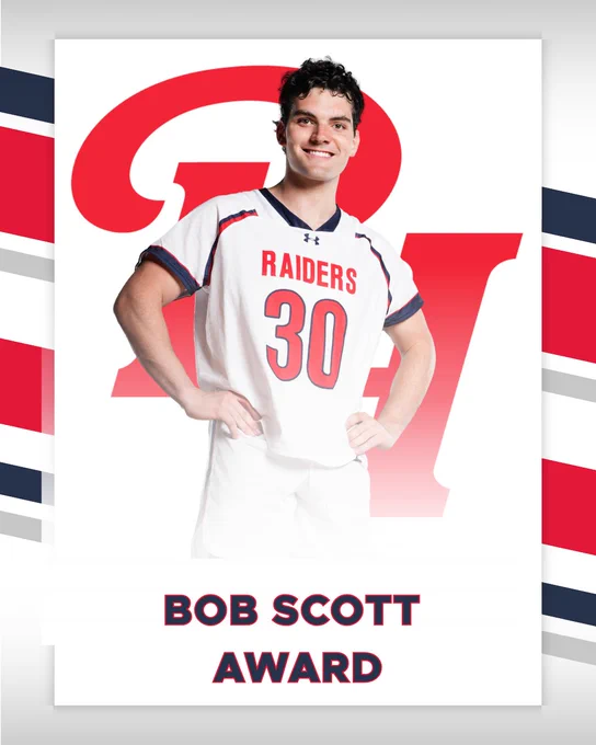 A smiling athlete in a Raiders jersey poses with confidence wearing the number 30, highlighting his receipt of the Bob Scott Award. The image has a vibrant and motivational tone.