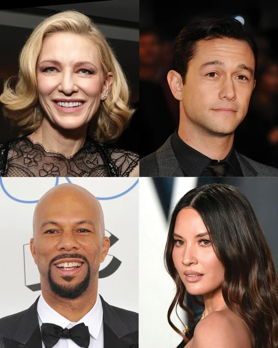 A 2 by 2 grid of Cate Blanchette, Joseph Gordon Levitt, Common and Olivia Munn. 