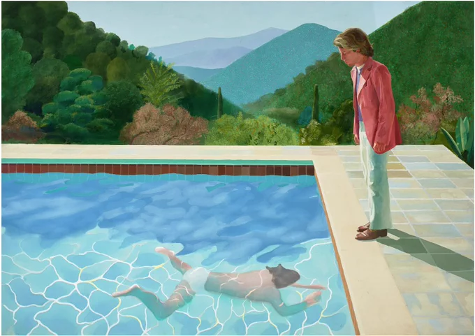 David Hockney, Portrait of an artist (Pool with Two Figures), 1972. Sold for $90,312,500 on 15 November 2018 at Christie’s in New York. ©David Hockney