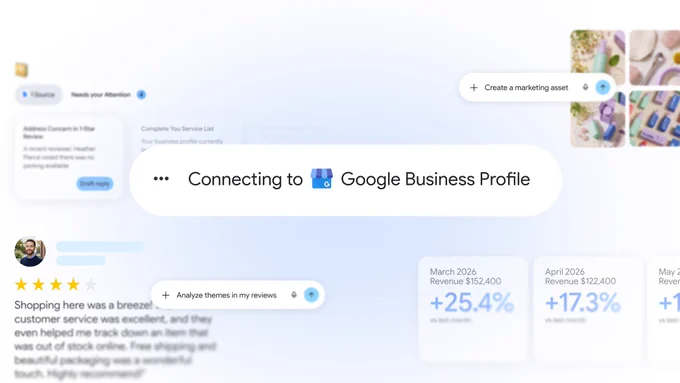 A collage of Gemini features for small businesses.