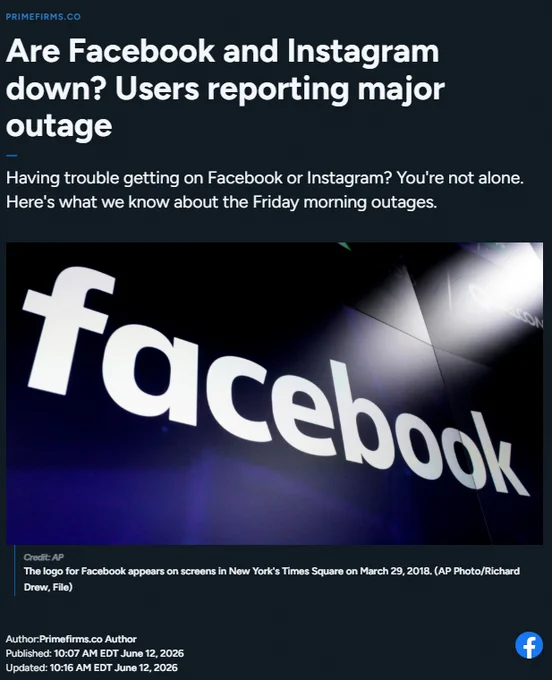 You aren't alone - Facebook and Instagram are currently experiencing a widespread global outage affecting millions of users. People are reporting app crashes, unexpected logouts, and timeouts across both platforms