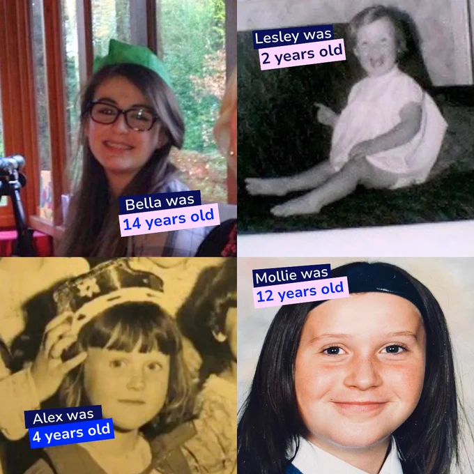 Four-photo collage showing people at different life stages, each labelled with their age at type 1 diabetes diagnosis: 14, 2, 4, and 12 years old.