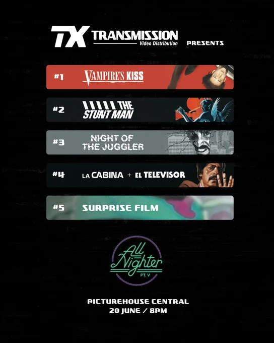 Graphic for the Transmission All-Night Marathon at Picturehouse Central