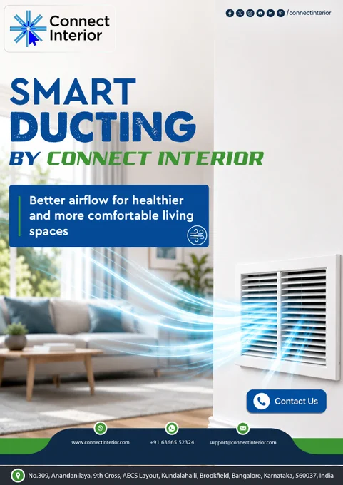 💨 Fresh air. Better comfort. Smarter living.

With proper ducting and smart ventilation, enjoy fresher air, enhanced comfort, and better energy efficiency every day.

🏡 Create a healthier, happier home with Connect Interior.
Visit- https://www.connectinterior.com/ducting

#ConnectInterior #HealthyHomes #SmartInteriors #HomeComfort #InteriorDesign #ModernLiving #AirflowMatters