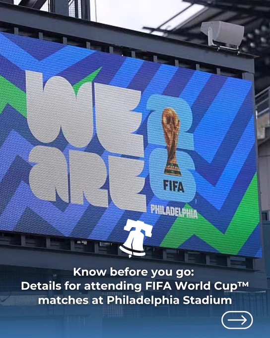 FIFA World Cup banner at Philadelphia Stadium.