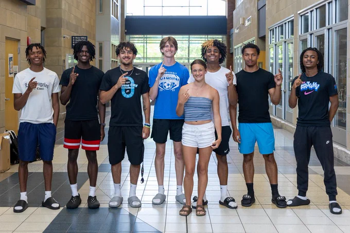 track team walking through the halls.