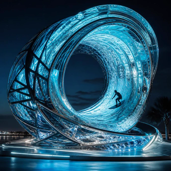 🌊✨ Quando arte, tecnologia e surf se encontram.

Uma escultura futurista transforma o tubo perfeito em uma obra de luz, movimento e imaginação. Um lembrete de que o surf vai muito além do oceano é inspiração, design e liberdade.

Você colocaria uma obra dessas na entrada da sua cidade? 🤙

#Surf #SurfArt #SurfCulture #WaveArt #ModernArt #FutureDesign #OceanInspiration #SurfLife #ArtificialIntelligence #SurfReport #PerfectWave