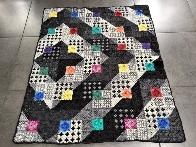 Colored Square Blanket Crochet Pattern