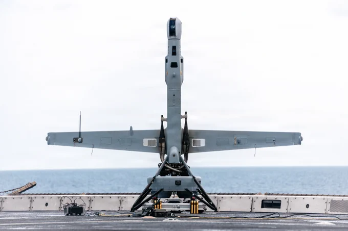 A VBAT unmanned aerial system is staged on the flight deck of San Antonio-class amphibious transport dock ship USS Portland (LPD 27) in the Pacific Ocean, June 9, 2026. The 11th Marine Expeditionary Unit, embarked aboard the Boxer Amphibious Ready Group, is a persistent, combat credible force contributing to deterrence and crisis response in the U.S. 7th Fleet area of operations. U.S. 7th Fleet, the U.S. Navy\u2019s largest forward-deployed numbered fleet, routinely interacts and operates with allies and partners to preserve a free and open Indo-Pacific. (U.S. Marine Corps photo by Lance Cpl. Luke Rodriguez)\n\n