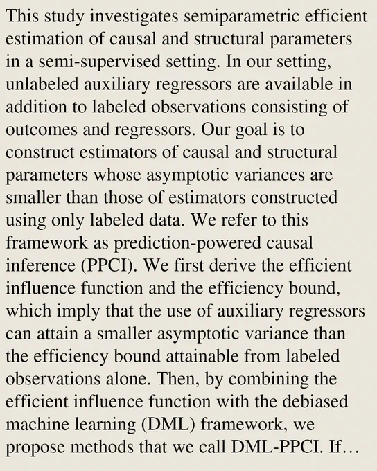 This study investigates semiparametric efficient estimation of causal and structural parameters in a semi-supervised setting. In our setting, unlabeled auxiliary regressors are available in addition to labeled observations consisting of outcomes and regressors. Our goal is to construct estimators of causal and structural parameters whose asymptotic variances are smaller than those of estimators constructed using only labeled data. We refer to this framework as prediction-powered causal inference (PPCI). We first derive the efficient influence function and the efficiency bound, which imply that the use of auxiliary regressors can attain a smaller asymptotic variance than the efficiency bound attainable from labeled observations alone. Then, by combining the efficient influence function with the debiased machine learning (DML) framework, we propose methods that we call DML-PPCI. If we construct an estimating-equation estimator, we refer to the method as EE-DML-PPCI; if we construct a tar