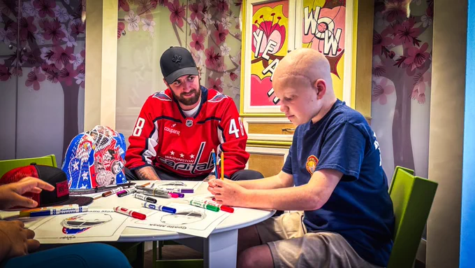 Logan Thompson joins William for a goalie mask design session.
