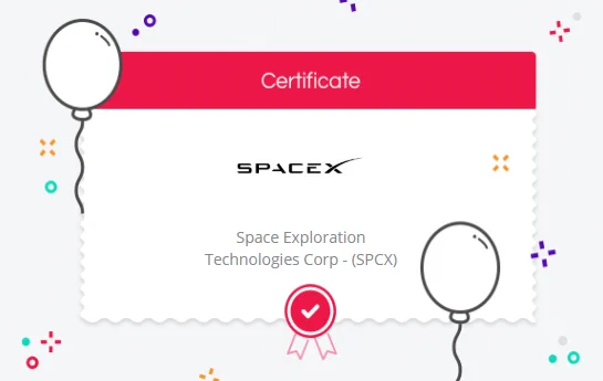SpaceX Share Certificate via EAsyEquities