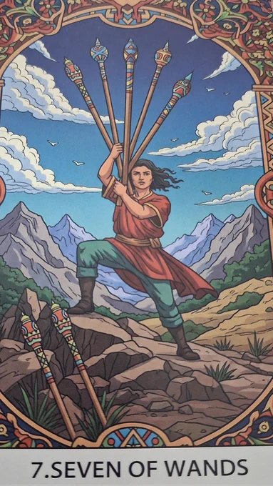 7 of Wands 
Glimmering Path Tarot 