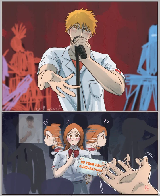from that Karaoke merch collab. Ichigo looks so handsome here but unfortunetely they left out Orihime again so I think she's his fans. As always Ichigo love her attention and actually want her to go on stage.