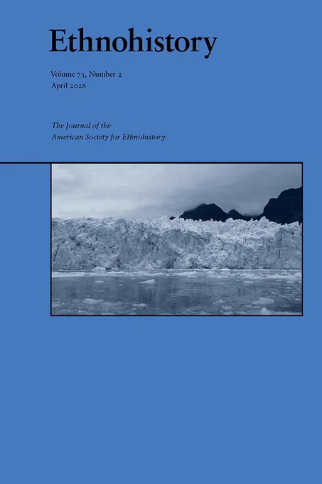 Blue journal cover featuring a photograph of a glacier and mountains beneath the title Ethnohistory and issue details