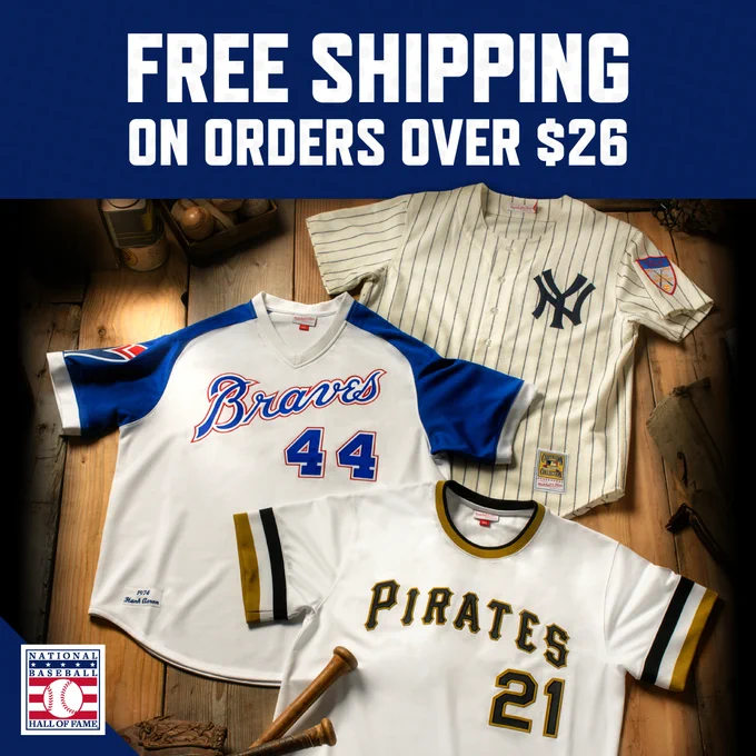 For a limited time, enjoy free shipping on orders over $26 from the Hall of Fame Shop.