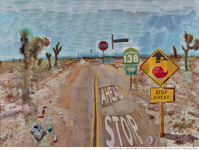David Hockney's photocollage of the Pearblossom Highway north of Los Angeles