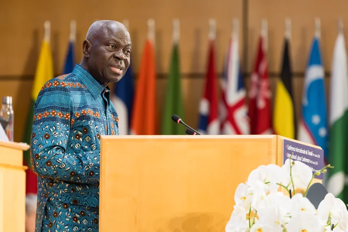 ILO Director-General, Gilbert F. Houngbo, speaks at the closing session of the International Labour Conference. Photo: ILO. 
