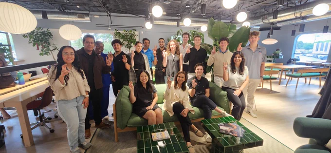 Members of the Spears LAUNCH Accelerator community pose together at the Cohort 2 kickoff event, bringing student founders and mentors together to support new ventures.