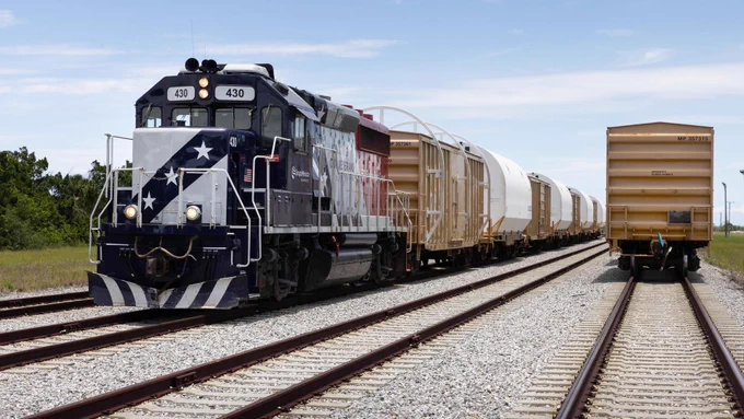 Solid rocket booster motor segments for NASA’s Artemis III SLS rocket arrive at a rail yard near Kennedy Space Center in Florida on Monday, June 8, 2026. Credit: NASA
