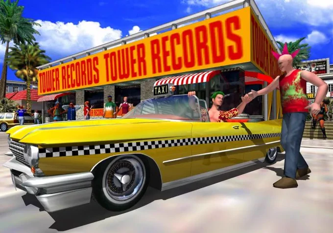 A screenshot of Tower Records in the original Crazy Taxi