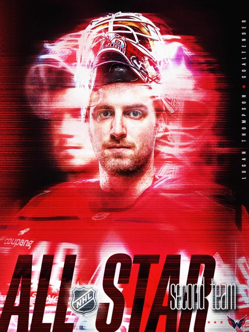 Graphic recognizing Logan Thompson being named to the 2025-26 NHL Second All-Star Team.