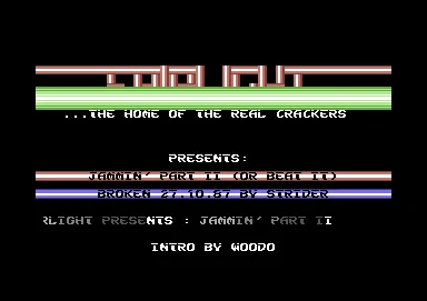 Screenshot of "Beat It! - Jammin' II" - Crack: Fairlight (FLT) - Published by Mastertronic on Commodore 64 (1987)
